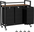 Laundry Hamper, Laundry Basket, Laundry Sorter with 3 Removable Bags, Clothes Basket with 3 Compartments, Wheels, Shelf for Laundry Room Bathroom Bedroom (3 Bags-Black)-Ruum Studio Home