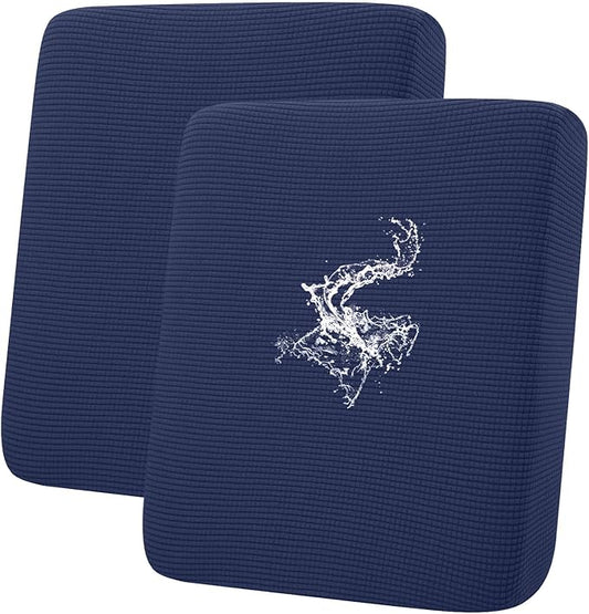 hyha Waterproof Couch Cushion Covers for Pets, Non Slip Sofa Seat Cover for Dogs Washable, Soft Thick Stretch Jacquard Fabric, Sofa Slipcovers with Elastic Bottom (2 Pieces, Navy)-Ruum Studio Home