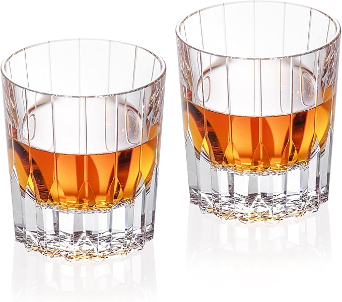 KAMMAK Crystal Whiskey Glasses Set of 2, Handcrafted 7.1oz Old Fashioned Glasses Stemless, Luxury Hand Blown Cocktail Glasses, Scotch Cup for Women, Men Gift for Bourbon Barware, Home Bar-Ruum Studio Home