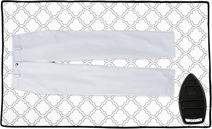 Encasa Homes Ironing Mat/Pad (Large 48"x28") with 3mm Padding & Silicone Iron Rest for Steam Pressing on Tabletop or Bed - Heat Resistant, Portable, Quilting & Travel Blanket - White Tiles-Ruum Studio Home