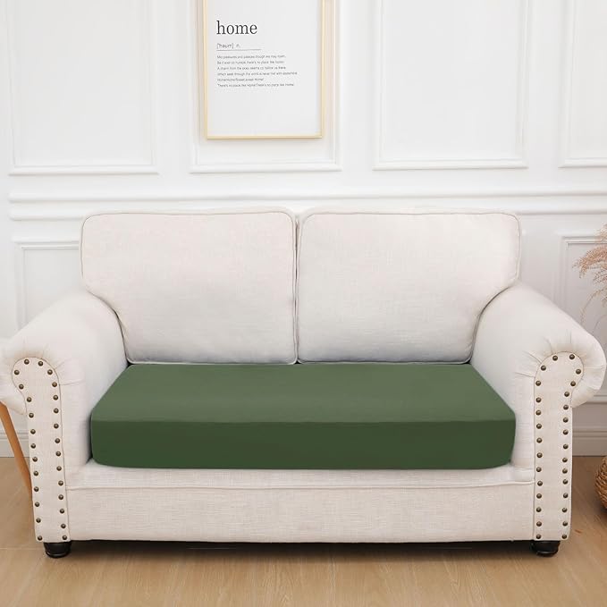hyha Waterproof Couch Cushion Covers, Stretch Sofa Couch Seat Slipcover for Dog Washable, Non-Slip Waterproof Outdoor Cushion Covers for Patio Furniture Replacement (1 Piece for Medium, Bronze Green)-Ruum Studio Home
