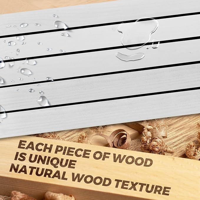 36"x6.8"x1.2" Solid Wood Floating Shelves 2-Pack - Rustic White Finish with Hidden Brackets, Perfect for Storage and Décor in Living Room, Kitchen, Bedroom-Ruum Studio Home
