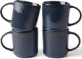 famiware Coffee Mug Set for 4, Star 12 oz Catering Mugs Cup Set with Handle for Coffee, Tea, Cocoa, Milk - Ceramic Stoneware Drinkware Set, Nebulas Blue-Ruum Studio Home