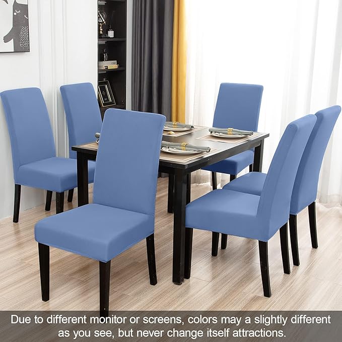 JQinHome Dining Room Chair Covers Set of 8, High Stretch Chair Slipcover Removable Washable Chair Seat Protector Cover for Home Party Hotel Wedding Ceremony (Gray Blue)-Ruum Studio Home