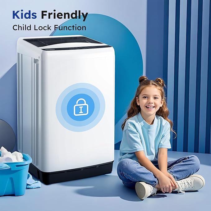 1.0 Cu.ft Portable Washing Machine for Home & Apartment, Full-Automatic Clothes Washer with 6 Water Level & 10 Wash Cycles, Drain Hose Included, White-Ruum Studio Home