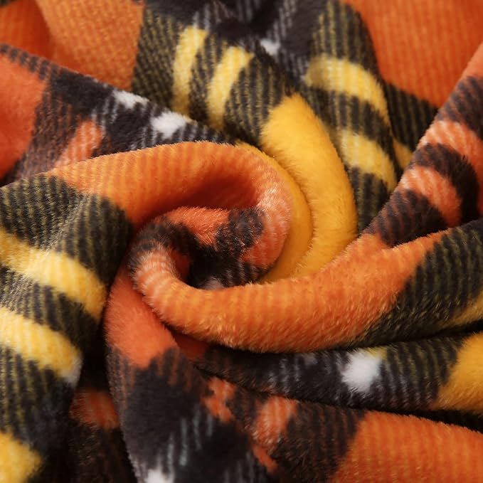 MERRYLIFE Throw Blanket for Couch Orange Plaid Chair Throw Blanket| Soft Decorative Ultra-Plush Colorful| Throw Size Travel Blanket Plush|(50" 60", Harvest Plaid)-Ruum Studio Home