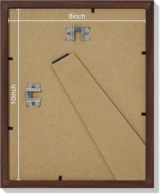 Vittanly 8x10 Picture Frames Set of 9, Shatter Resistant Plexiglass, Display 5x7 Pictures with Mat or 8x10 without Mat, Photo Frames for Wall or Tabletop, Engineered Wood, Walnut-Ruum Studio Home