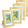 4x6 Picture Frame Set of 4, 4 x 6 Wood Photo Frames with Mat for 3.5x5, Wooden Frame with Real Glass Cover for Wall and Tabletop Display,Gold-Ruum Studio Home
