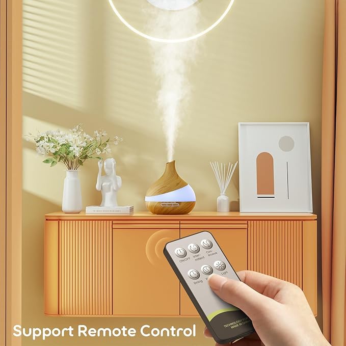 500ML Essential Oil Diffuser: Aroma Diffuser with Remote Control for Hotel Spa Yoga Room - Humidifiers for Bedroom with 14 Colors LED Night Light for Kids/Women Home Relaxation-Ruum Studio Home