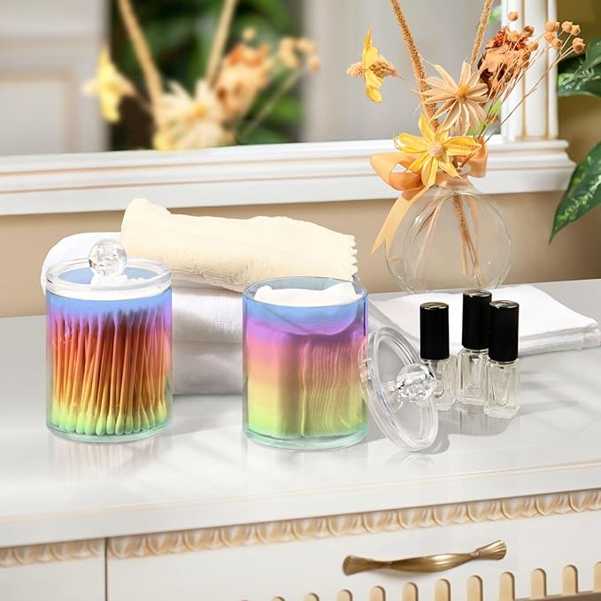 Rainbow Pastel 2PC Airtight Transparent Plastic Storage Jar Food Storage Container Plastic for Food Herbs Tea etc with Storage Lid easy to use and clean With lid Easy To Use-Ruum Studio Home
