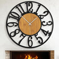 LEIKE 32" Oversized Large Wall Clocks,Silent,Non Ticking,Battery Operated Modern Round Big Wood Decorative Metal Wall Clock for Living Room, Bedroom,Kitchen,Farmhouse,Office Decor - Black,32 Inch-Ruum Studio Home