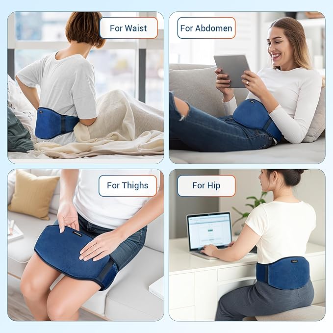 Comfytemp Cordless Portable Heating Pad with Massager for Back Pain Relief for Cramps and Menstrual,Lower Back Massager with 3 Heat, Auto-Off, Heated Waist for Abdominal Gift for Mom-Ruum Studio Home