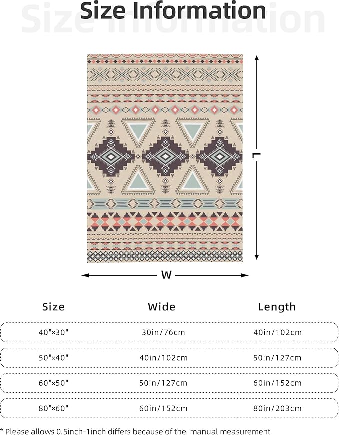 Boho Throw Blanket for Couch Bed Sofa Living Room, Western Flannel Fleece Blanket Soft Cozy Lightweight Breathable Fluffy Durable Gifts for Men Women 50 x 60 Inch-Ruum Studio Home
