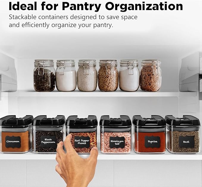 Shazo 6 PC Airtight Food Storage Containers - BPA Free Clear Plastic Snack & Spice Containers with Easy Lock Lids - Kitchen and Pantry Organization for Herbs, Coffee, Tea - 0.5L / 2.1 Cups-Ruum Studio Home