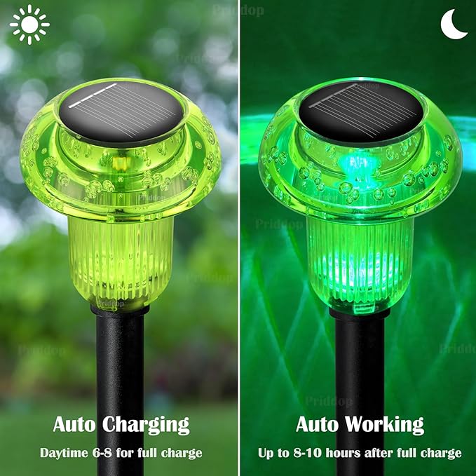 Halloween Solar Lights Outdoor 16 Pack Green LED Waterproof Mushroom Outside Lights for Yard Garden Patio Pathway Walkway Landscape Halloween Decorations-Ruum Studio Home