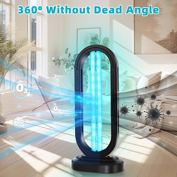 UV Light Sanitizer,UVC Home Disinfection Device 4-Speed Timing and Remote Control,UVO Light for Dust Mites,UV Lamp for Whole Room-Ruum Studio Home