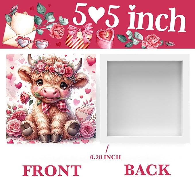 Valentines Day Decor Valentines Day Decorations Valentines Day Office Decor Valentines Day Table Decor Pink Valentines Day Decorations Highland Cow Gifts for Boyfriend Girlfriend, Wooden Decor Sign-Ruum Studio Home