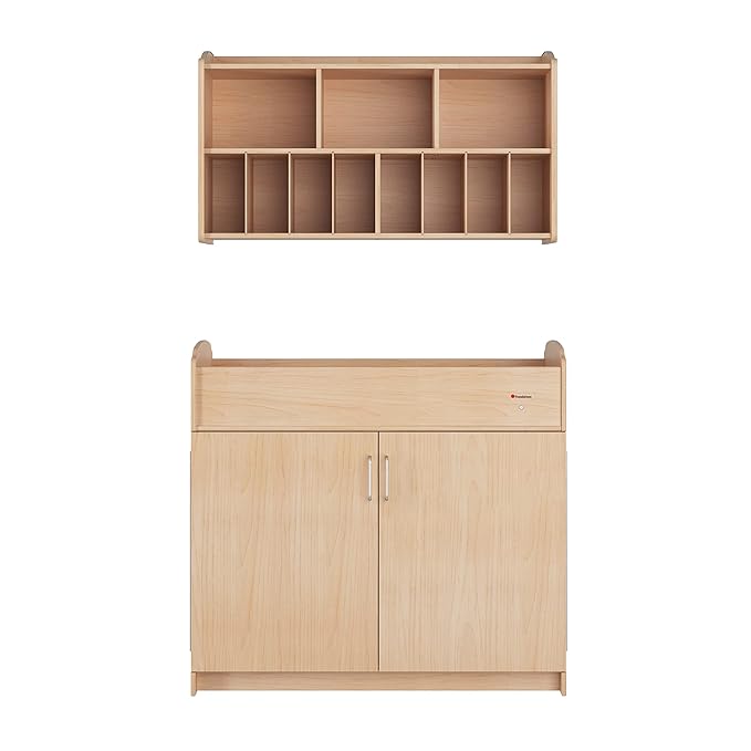 Foundations Serenity Wooden Diaper Organizer for Daycares, 3 Large & 8 Small Storage Compartments, Natural Wood Construction, Maximum Durability (Natural)-Ruum Studio Home