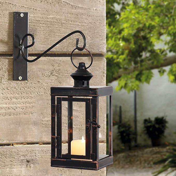 DECORKEY Large Lantern Decorative Outdoor & Indoor, Set of 2 (14’’&10’’) Metal Candle Lanterns Decor, Vintage Hanging Candle Holder for Front Porch Patio Wedding Farmhouse Home, Spring Decoration-Ruum Studio Home