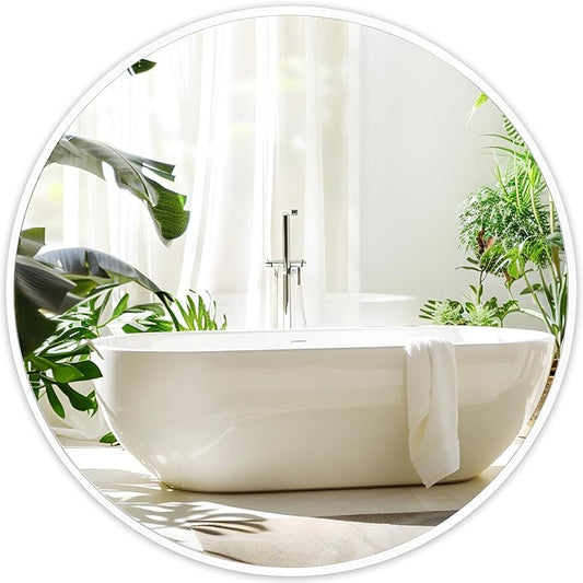 Fabuday White Circle Mirror for Wall 24 inch - Round Mirror for Bathroom, Entryway, Living Room, Hallway, Vanity Decor, Big Matte Metal Frame Mirrors-Ruum Studio Home