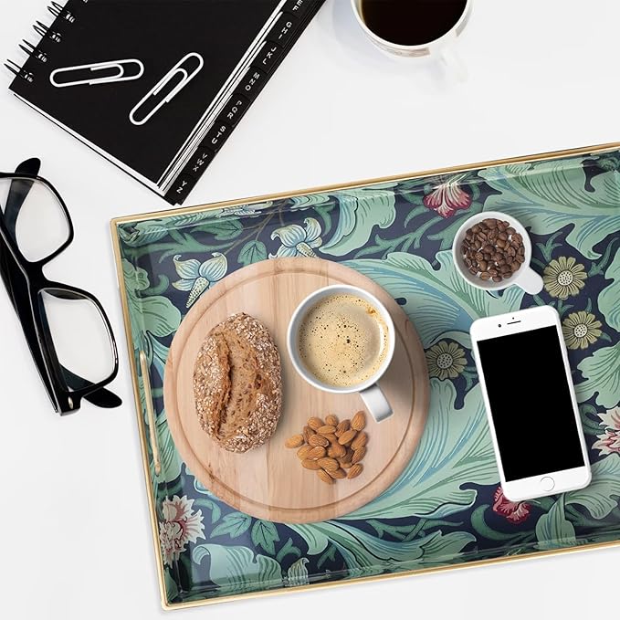 Spsyrine Serving Tray with Handles, Plastic Decorative Tray for Coffee Table, Living Room, Home Decor, Leicester-Ruum Studio Home