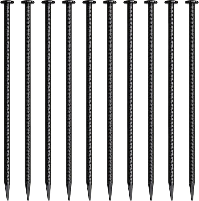 16 Inch Rebar Stakes 10 Pack Heavy Duty Ground Anchors 1/2 Inch Diameter Galvanized Steel Asphalt Anchoring Metal Spikes for Speed Bump, Parking Curb and Camping Tent-Ruum Studio Home
