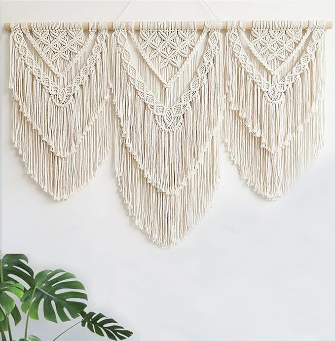Achart Macrame Wall Hanging Large- Boho Wall Decor- large wall art- Wall Decor Living Room- Macrame Tapestry Boho Decor for Bedroom (Beige-H)-Ruum Studio Home