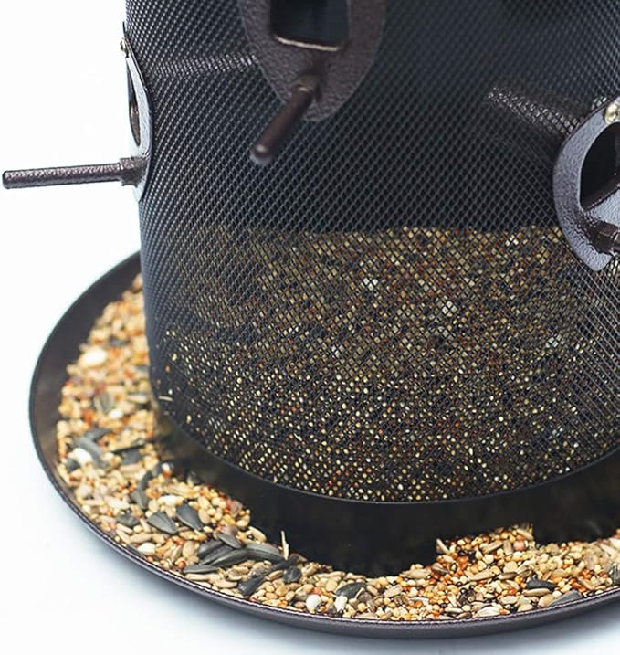 Nature's Rhythm Metal Hopper Bird Feeder, Dual Seed Compartments, 10 Feeding Ports, Holds 10lbs Seed, Attracts Cardinals, Titmice, Nuthatches-Ruum Studio Home