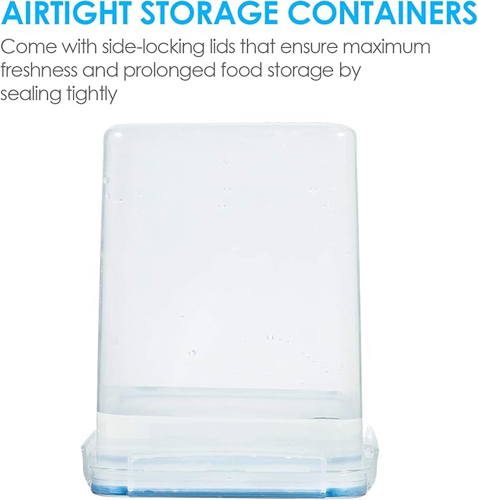 Vtopmart Large Food Storage Containers 5.2L / 175oz, 4 Pieces BPA Free Plastic Airtight Canisters for Flour, Sugar, Baking Supplies, Rice with Lids, 4 Measuring Cups and 24 Labels, Blue-Ruum Studio Home