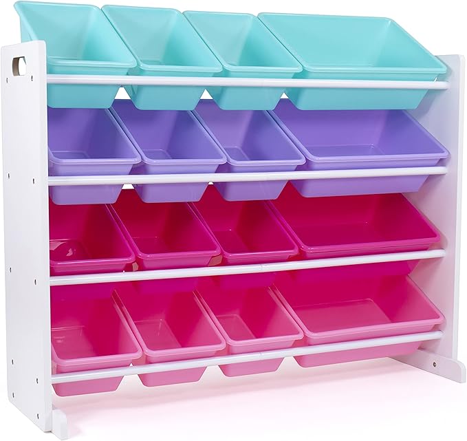 Humble Crew Supersized Toy Storage Organizer with 16 Removable Bins, White/Blue/Pink/Purple – Large Toy Storage for Toddlers Ideal for Kids' Rooms, Playrooms, and Nurseries - Modern Toy Bins for Kids-Ruum Studio Home