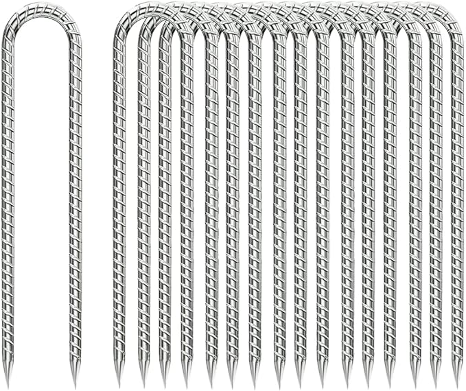 Rebar-Stakes-12-Inch, Ground Stakes Heavy Duty U-Hook Galvanized Anti-Rust Tent Stakes Heavy Duty Ground Anchors for Garden Dog Fence Chicken Coop Christmas Decorations Deer Fence 16pcs-Ruum Studio Home