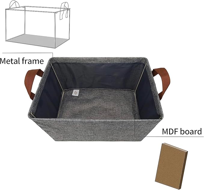 GRANNY SAYS Closet Storage Baskets, Collapsible Fabric Storage Bins with Metal Frame, Clothes Organizer Bins, Extra Large Baskets for Shelves, Gray, 4-Pack-Ruum Studio Home