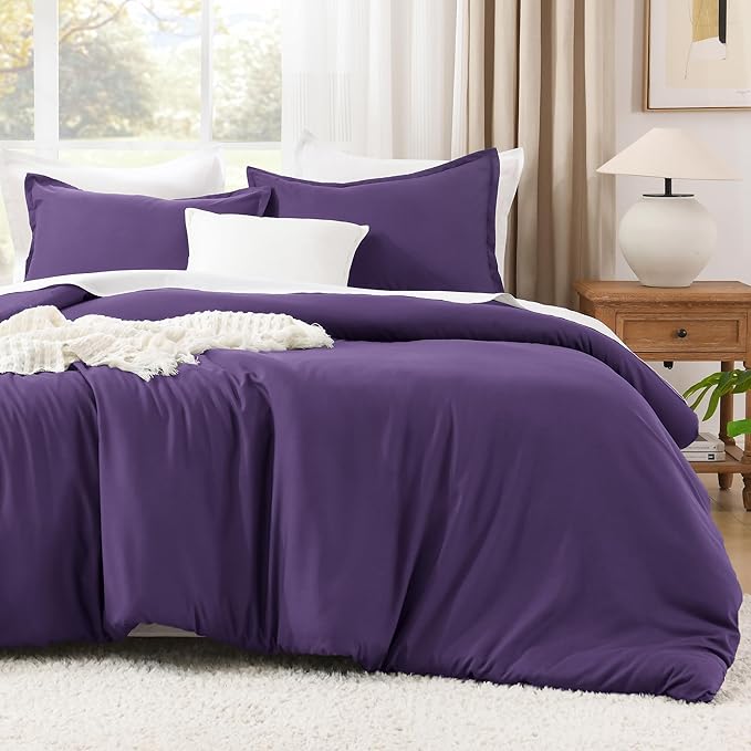 Litanika Purple Comforter Set Twin/Twin XL Size, 2 Pieces Lightweight Solid Bedding Comforter Set, All Season Fluffy Bed Set (66x90In Comforter & 1 Pillowcase)-Ruum Studio Home