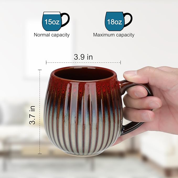 CosyCorner Ceramic Coffee Mugs Set, 17 oz Large Coffee Cups for Home and Office, Ceramic Cup for Coffee & Tea（A×4 pcs）-Ruum Studio Home