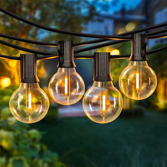 50FT LED G40 Globe String Lights, Shatterproof Outdoor Patio String Lights with 50+2 Dimmable Edison Bulbs, 50 Backyard Hanging Bistro Light Waterproof for Balcony Party Wedding Market Cafe-Ruum Studio Home
