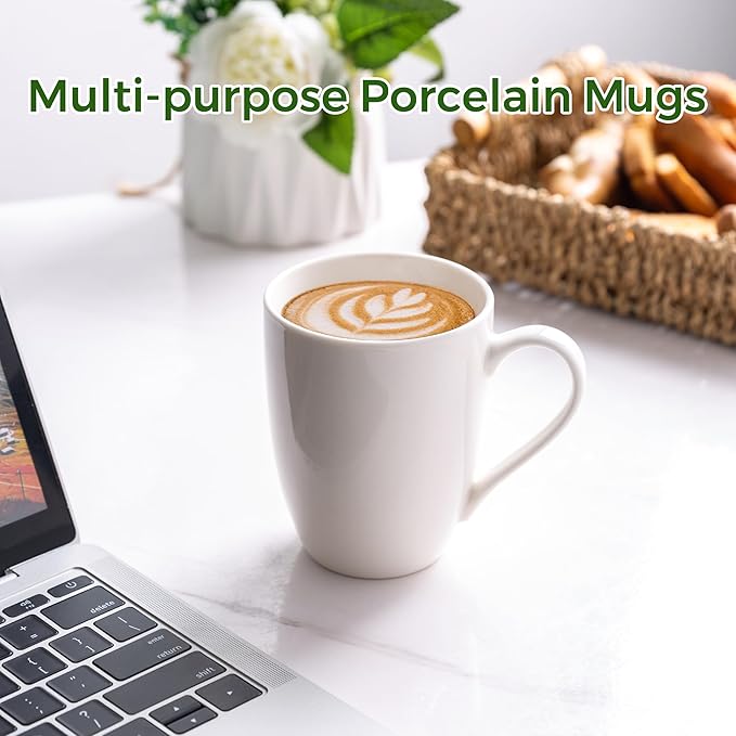 GBHOME 16oz Coffee Mugs Set of 6, Large Ceramic Coffee Mugs for Man, Woman, Dad, Mom, Modern Coffee Mugs Set with handle for Tea/Latte/Cappuccino/Milk/Cocoa. Dishwasher&Microwave Safe,White-Ruum Studio Home