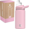 Chill Oasis Water Bottle | Compatible With Popular Flavor Cartridges | BPA Free, Leak Proof, Double-Walled Vacuum Insulated Stainless Steel, and Dishwasher Safe | Cold for 24 Hours (Pink, 12oz)-Ruum Studio Home