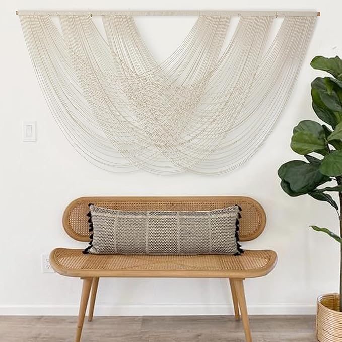 Flber Macrame Wall Hanging Large 57.00" W x 31.00" L Macrame Wall Decor Large Yarn Tapestry Home Boho Wall Decor-Ruum Studio Home