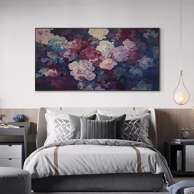 SIGNWIN 36"x72" Extra Large Framed Wall Art Bold Peony Bloom in Colorful Impressionist Style, Lush Floral for Home Living Room Bedroom Decor (Frame Assembly Required)-Ruum Studio Home