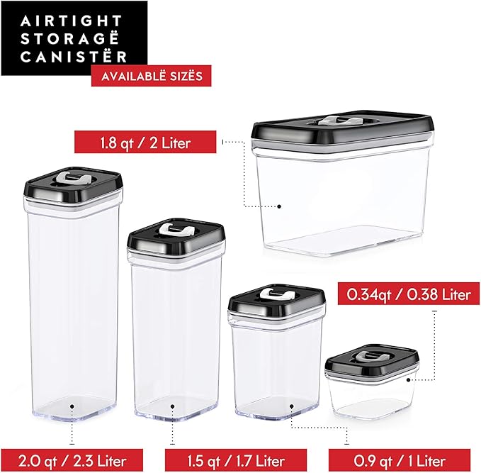 DWËLLZA KITCHEN Airtight Food Storage Containers with Lids - 5 Piece Set - Kitchen Accessories Food Containers - Pantry Organization and Storage - Clear Plastic BPA-Free - Keeps Food Fresh & Dry-Ruum Studio Home