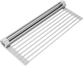 Surpahs Over Sink Foldable Multipurpose Roll-Up Dish Drying Rack, Silicone Wrapped Stainless Steel, Warm Gray, 17.5" x 13.1"-Ruum Studio Home