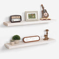 Axeman Floating Shelves for Wall - 32''W x 8'' D Rustic Solid Elm Wood Shelves for Storage, Wall Mounted Display Shelving with Invisible Heavy-Duty Metal Bracket (White Wash, 2PCs)-Ruum Studio Home