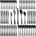 Lazycorner 50 Pcs Black Silverware Set for 10, Mirror Polished Flatware Set Stainless Steel Fork Knife Spoon, Food Grade Eating Utensils Sets, Reusable Silverwear Cutlery Set, Dishwasher Safe-Ruum Studio Home