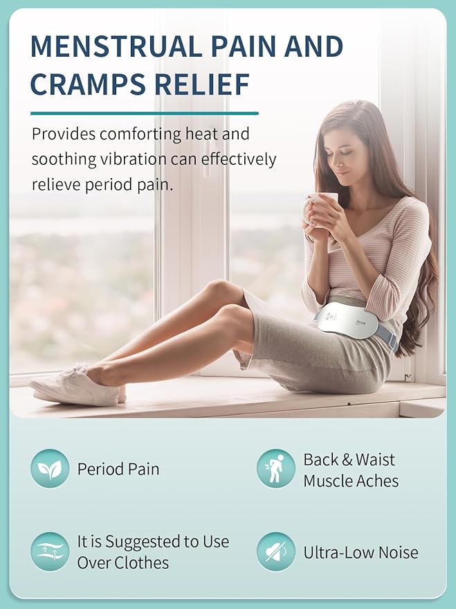 Slimpal Portable Heating Pad for Period Cramps, Electric Cordless Heating Pad for Menstrual Cramps Relief, 3 Timer Auto Off Setting, Wearable Heat Pad Belt Gifts for Her Women Girl Wife, Beige-Ruum Studio Home
