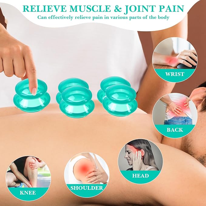 Geiserailie 16 Pcs 4 Sizes Cupping Therapy Set Silicone Cupping Massage Cups Professional Chinese Therapy Cup Vacuum for Body Muscle Nerve(Green)-Ruum Studio Home