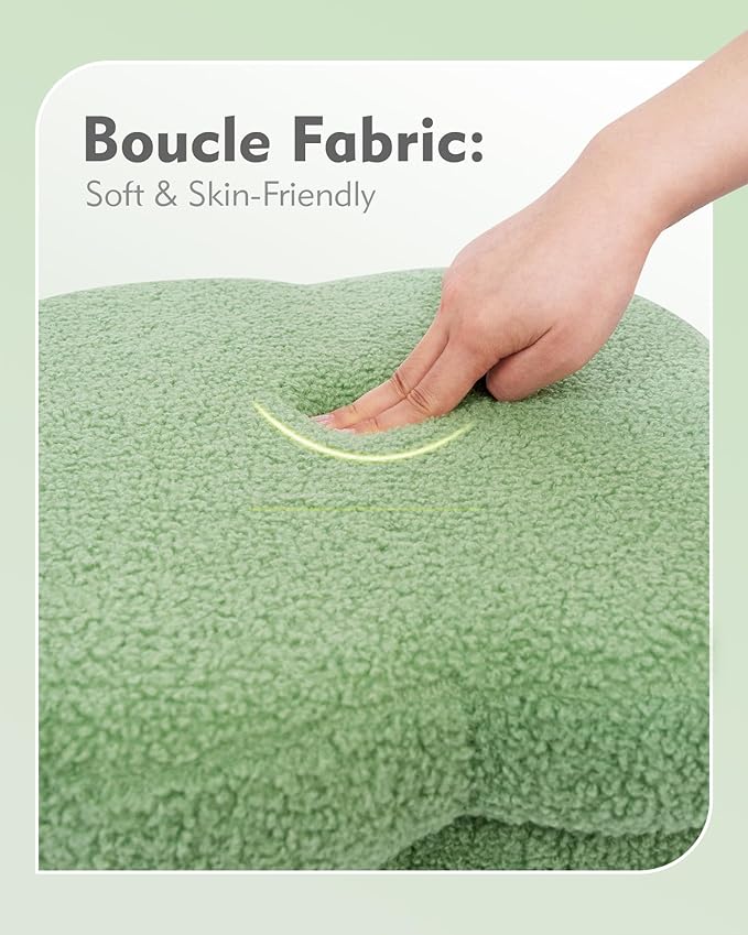 B FSOBEIIALEO Storage Ottoman Cube, Flowers Shaped Ottomans with Storage Foot Stool Footrest, Boucle Ottoman Seat for Dorm Room, Faux Teddy Fur, Green 15"x15"x15"-Ruum Studio Home
