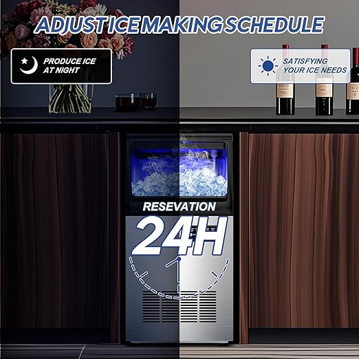 Commercial Ice Maker Machine, 110LBS/24H with 35=0LBS Storage Bin, 15" Wide Built-in Undercounter/Freestanding Ice Maker Machine for Home Bar Outdoor, 40PCS Ice Cubes Ice Machine, Self Cleaning-Ruum Studio Home