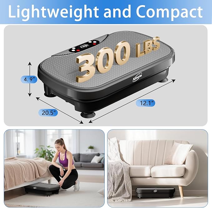 Vibration Plate Exercise Machine, Full Body Shaker Workout Vibration Plate for Lymphatic Drainage Weight Loss, Waver Vibrating Fitness Platform with Resistance Bands, Low Noise Home Fitness for Adults-Ruum Studio Home