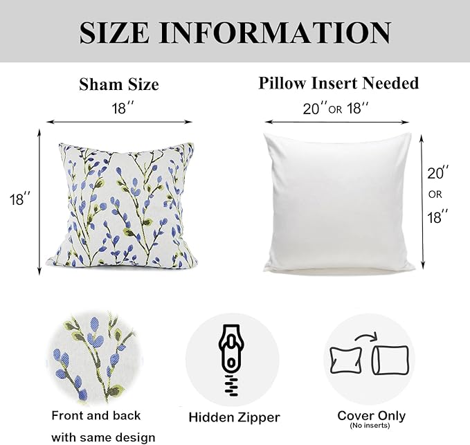 YOUR SMILE Classical Embroidery Jacquard Blue Square Decorative Throw Pillow Case Cushion Cover 18x18 inch-Ruum Studio Home