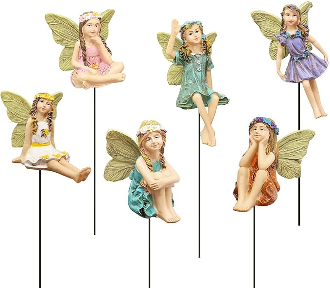 Fairy Garden Vintage Resin Fairy Figurines for Outdoor Garden Yard Lawn Supplies Home Decor Set of 6-Ruum Studio Home